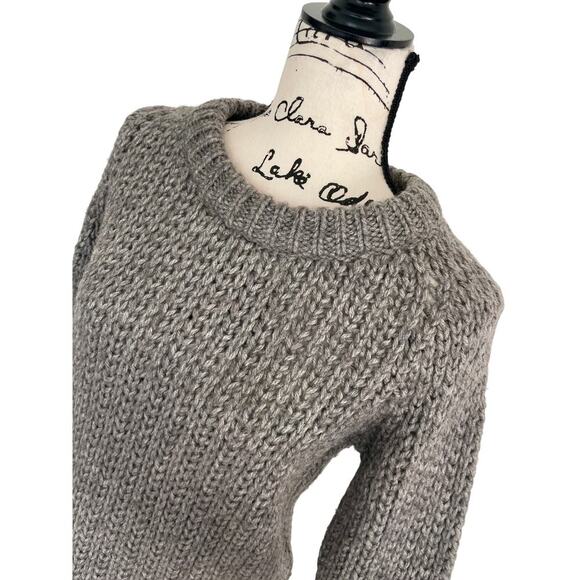 THEORY SWEATER ALPACA BLEND CHUNKY FISHERMAN RIB SPECKLED SZ S GRAY ICONIC - Picture 16 of 16